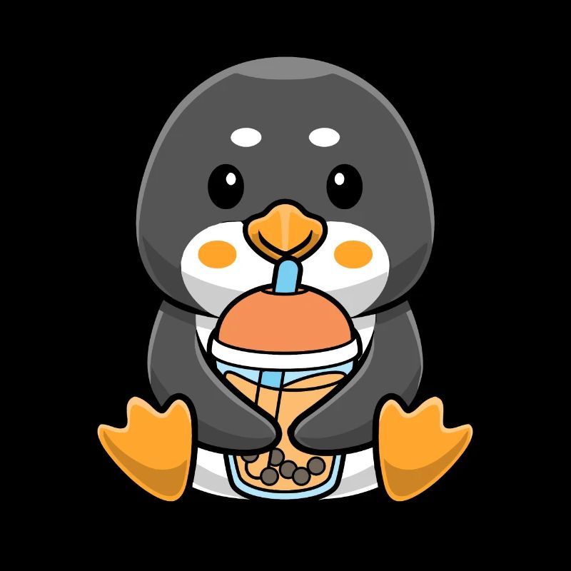 Bubble Milk Tea Penguin drinks Boba Milk Tea