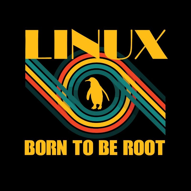 Born To Be Root Linux Retro Penguin Nerd Geek