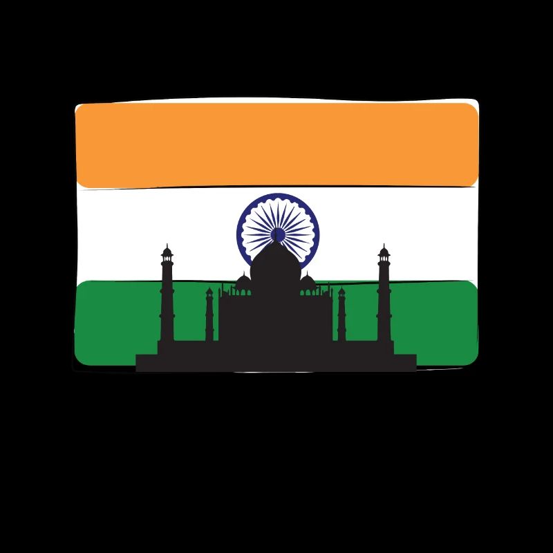 Drapeau de l’Inde Taj Mahal Palace Mausolée Asie du Sud