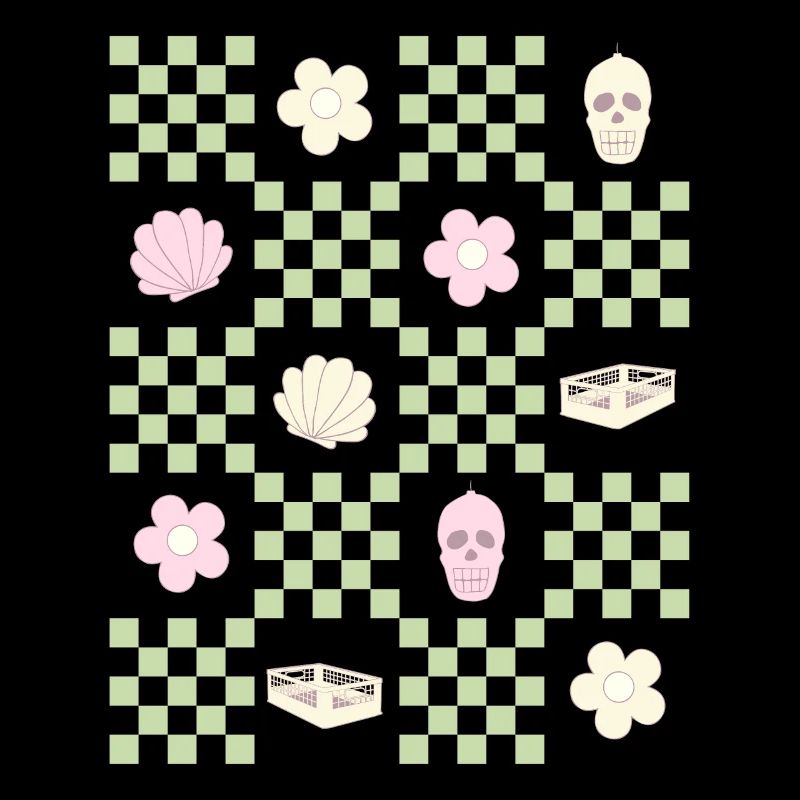 Danish Pastel Aesthetic Skull Flower Shell