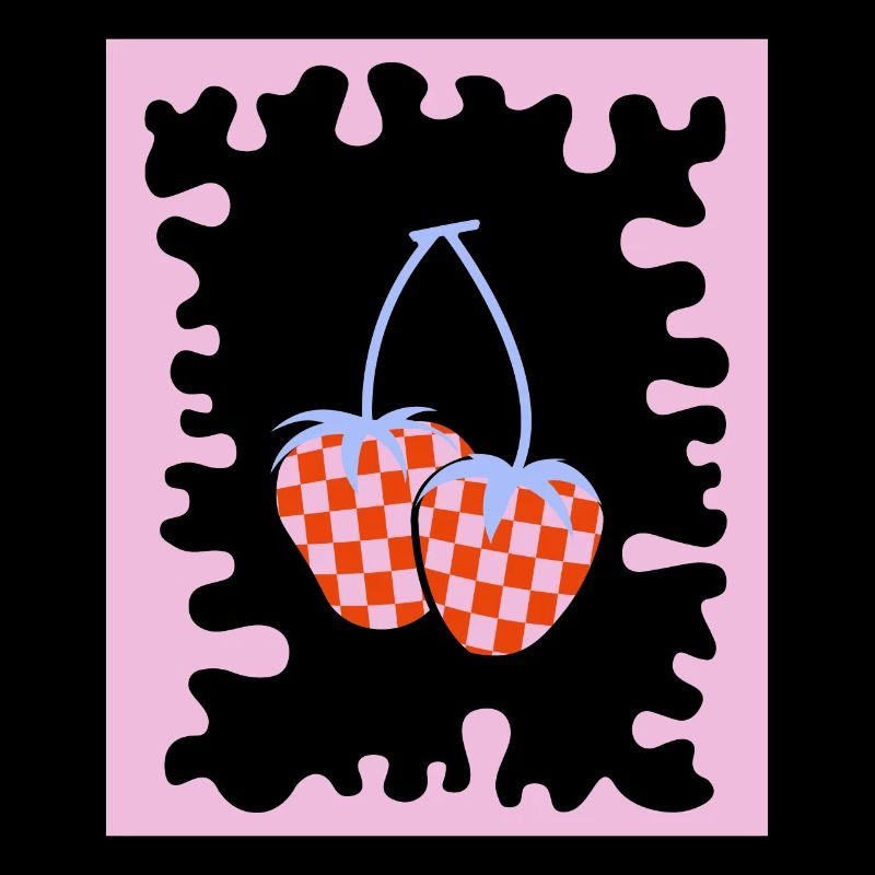 Danish pastel aesthetic strawberry checkered