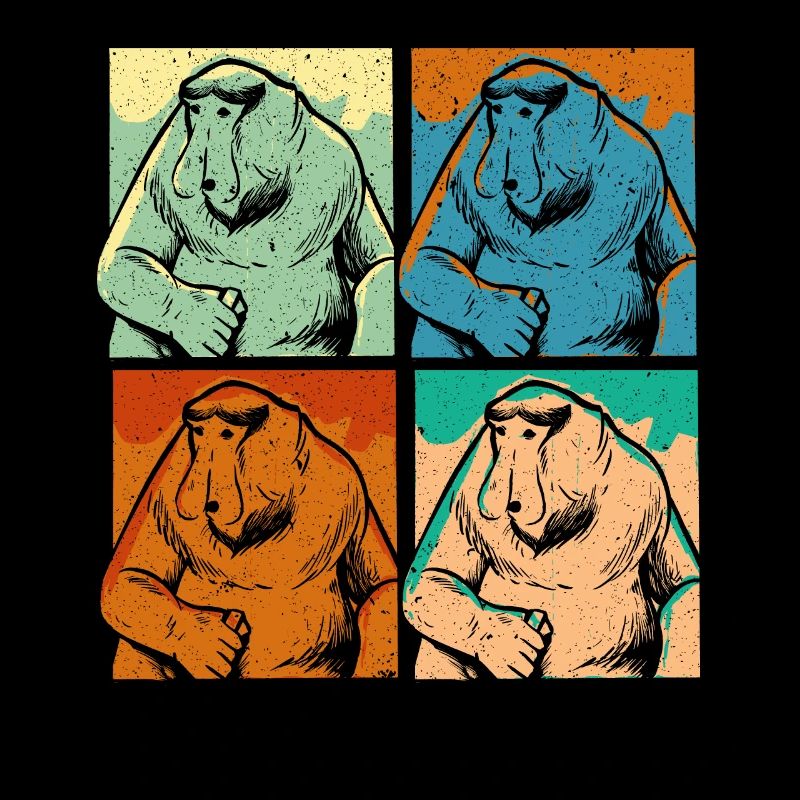 Retro Proboscis Monkey Ape Wildlife Zookeeper