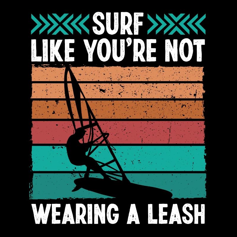 Planche à voile Vintage Wearing Leash Retro Windsurfer