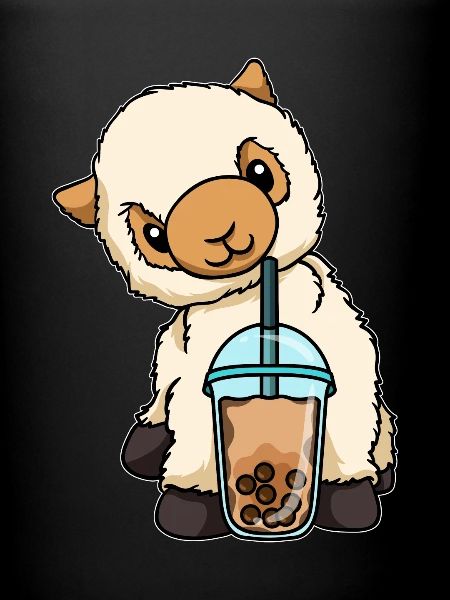 Lama trinkt Bubble Tea