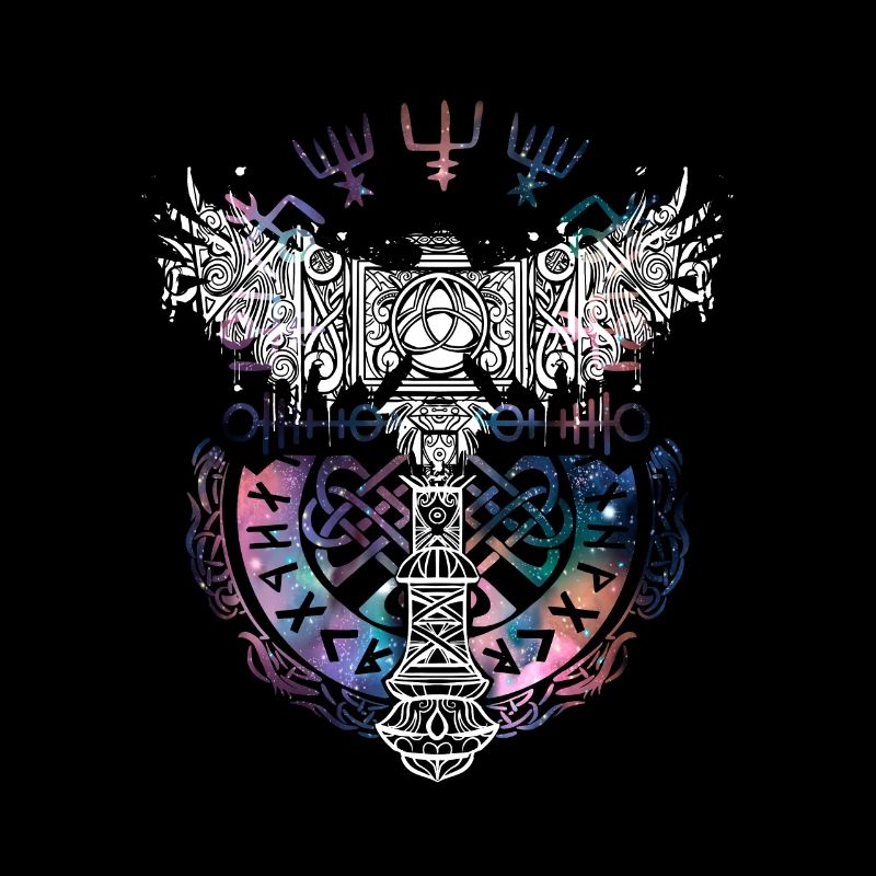 Thor Hammer Raven Mjölnir Rune Viking Galaxy