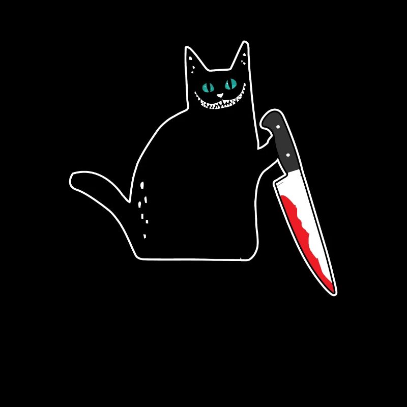 Drôle de chat noir avec couteau
