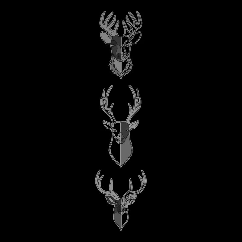Drei graue Hirsche - Waldtier Grafik Design