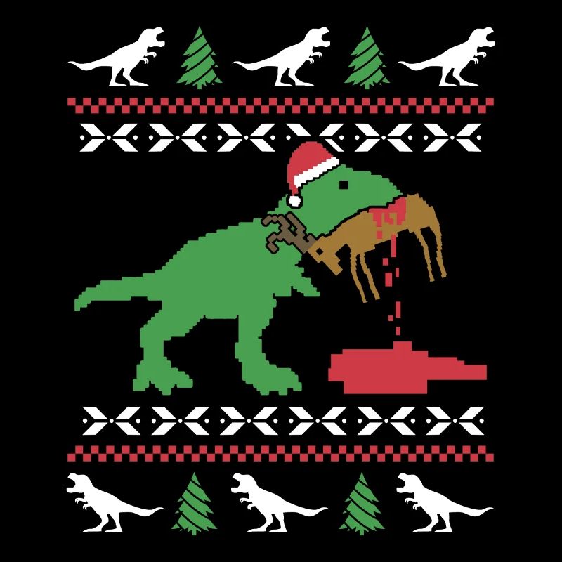 Pull de Noël moche T Rex Humour Noël