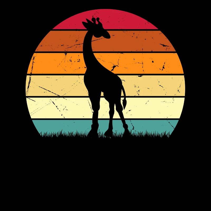 Giraffe Sunset Giraffe Lover Retro Giraffe