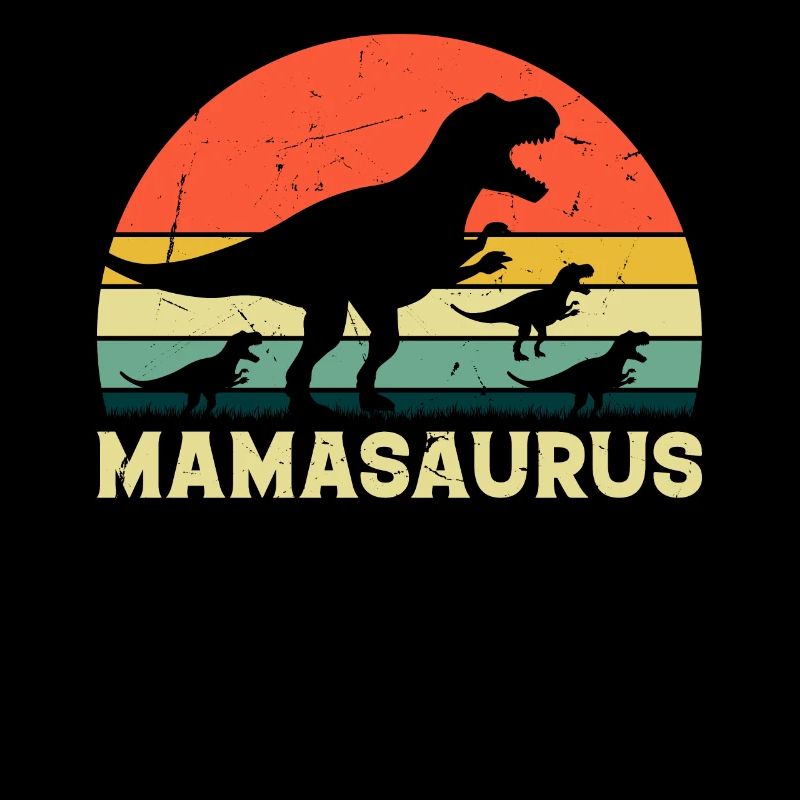 Mamasaurus with three Kids - Mama Dinosaur Mamasau