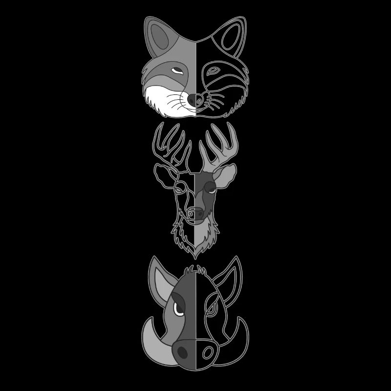 Fuchs Hirsch Wildschein Waldtier Design