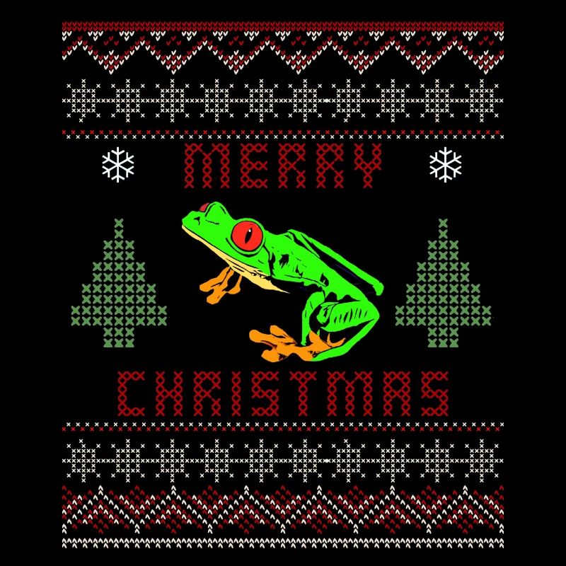 Rotäugiger Baumfrosch Hässlicher Weihnachtspullover Design