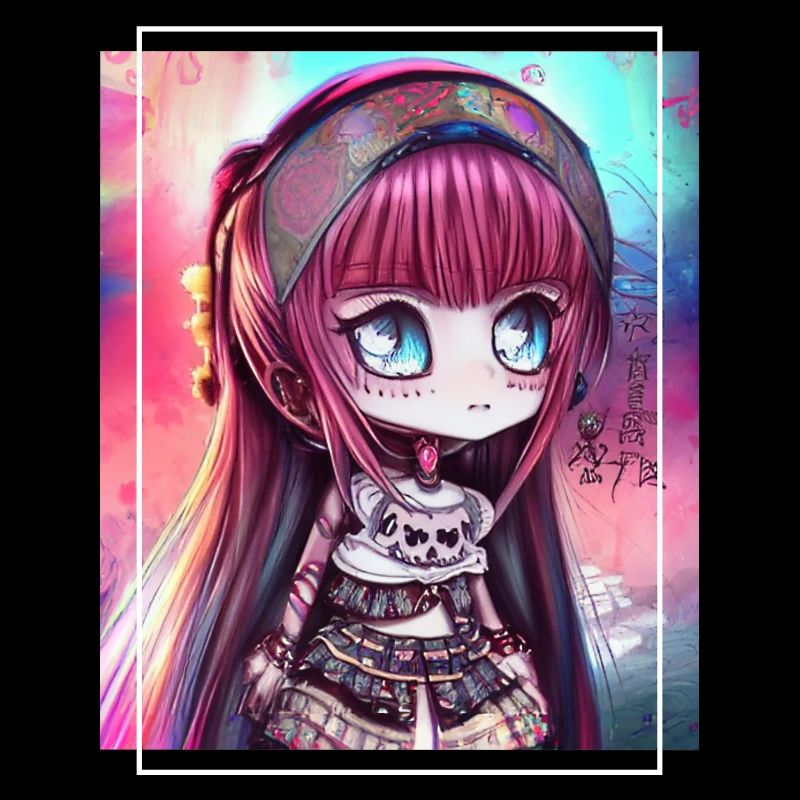 Kawaii Chibi Mädchen Anime Artwork Geschenk
