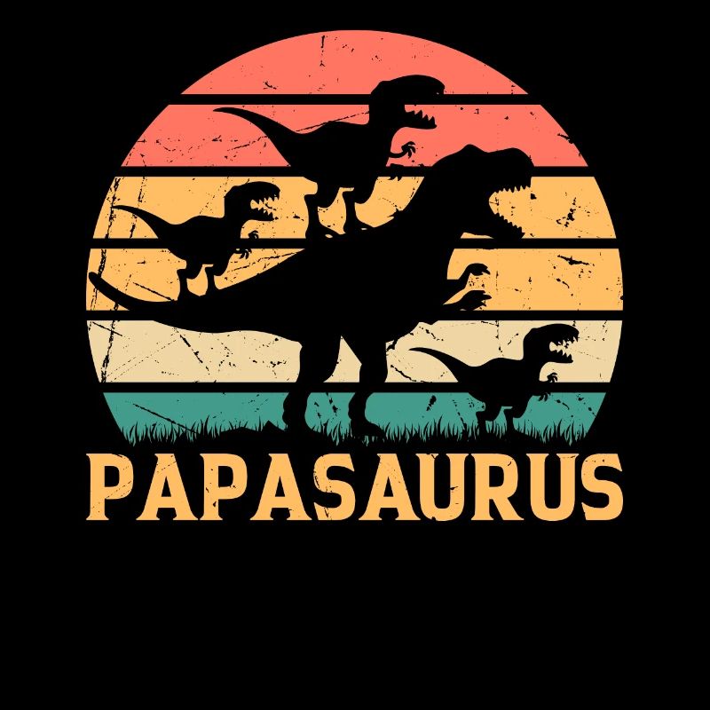 Papasaurus Papa With Three Kids - Papa Saurus Papa