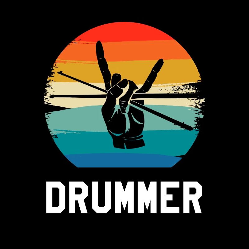 Retro Vintage Classic Drummer Drumming