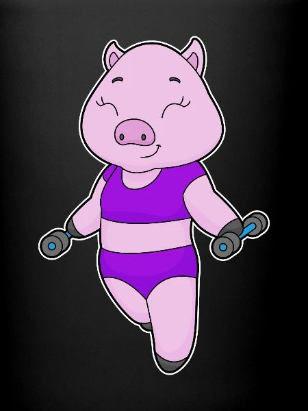 Bodybuilder cochon avec haltères