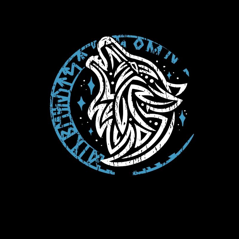 Valhalla Wolf Odin Runes Nordic Compass