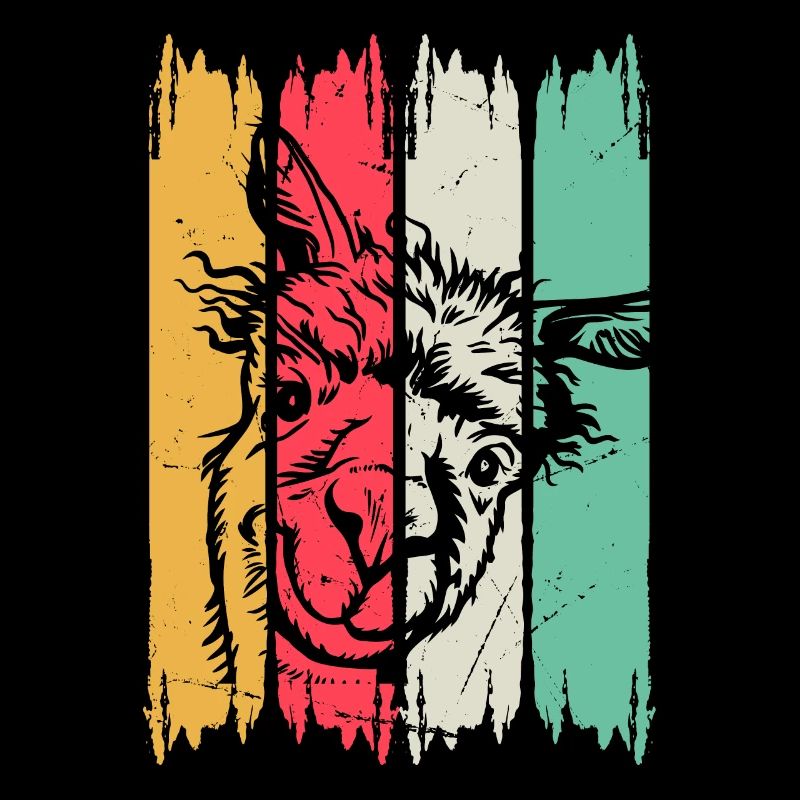 Llama Head Retro Llama Farmer - Funny Llama Alpaca