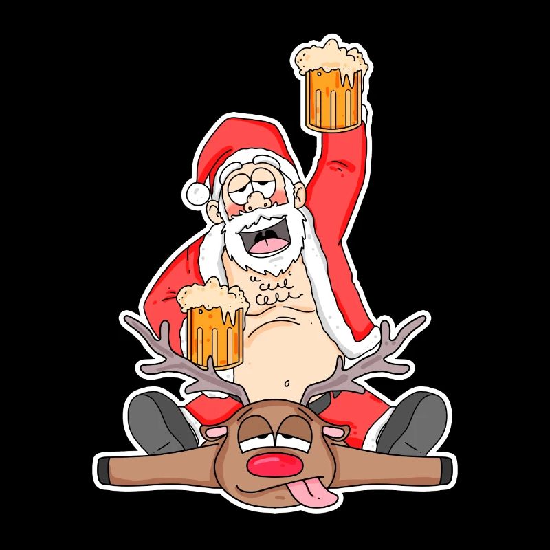 Santa Beer Funny Deer