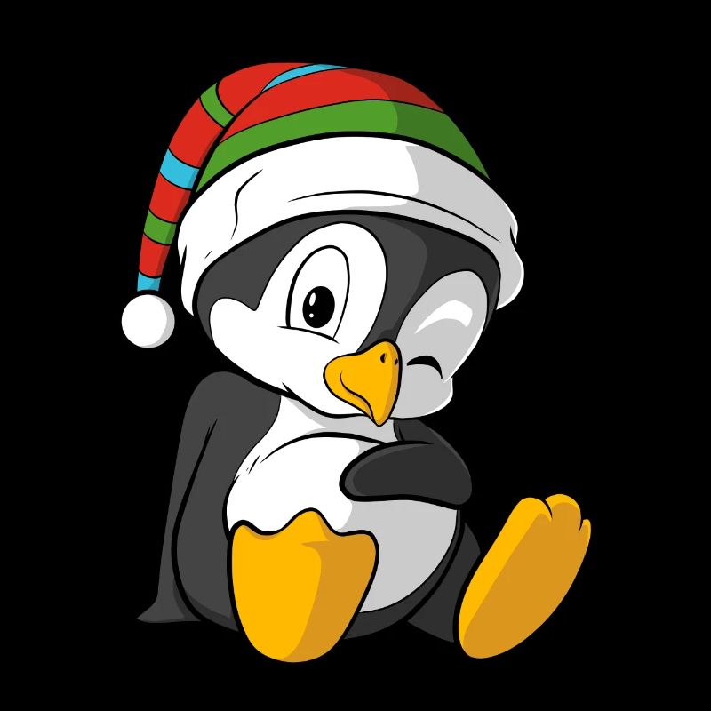 Drôle de pingouin avec chapeau d’hiver