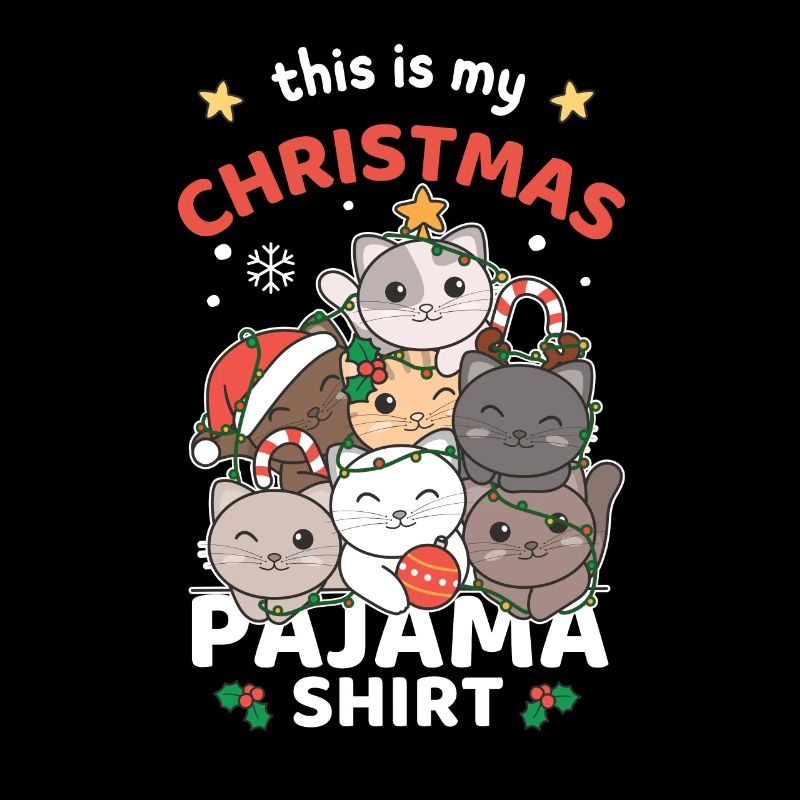 Cat Noël Chemise Pyjama Joyeux Noël