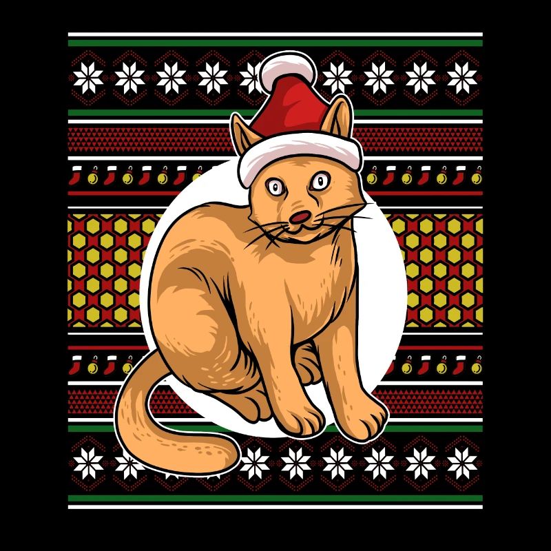 Moche pull de Noël Tshirt chat de Noël