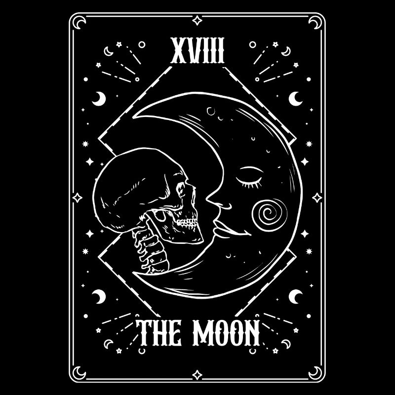 Carte de Tarot Gothique Crâne Lune Goth La Lune
