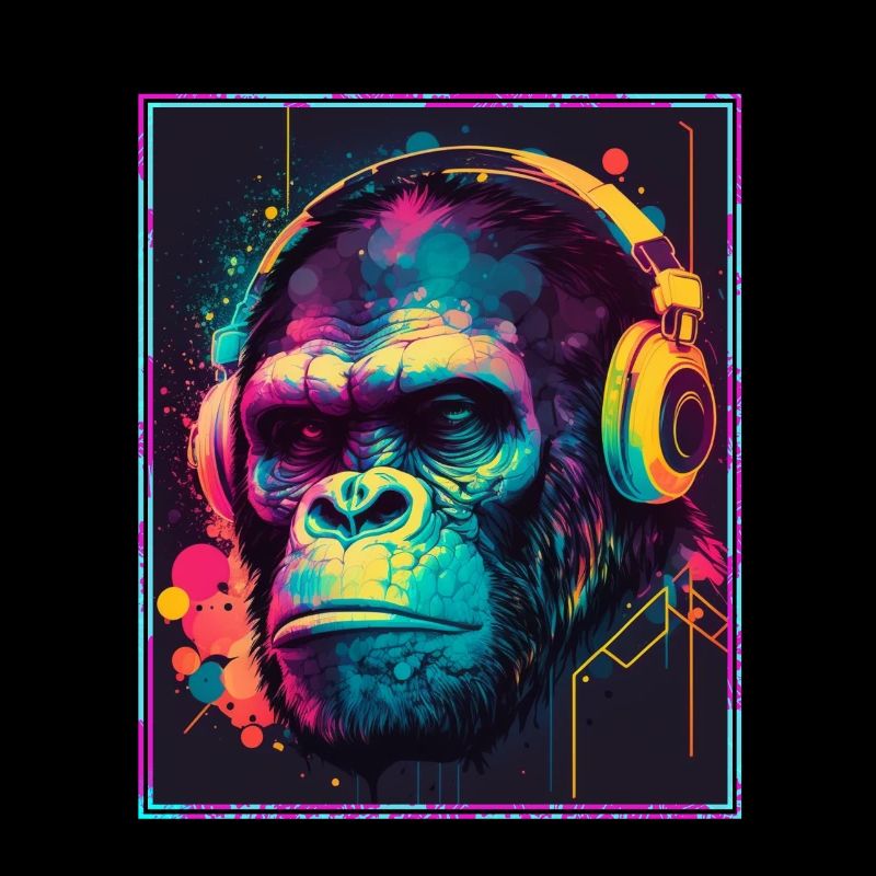 Monkey Polygon Headset Headphones Gamer Geometric