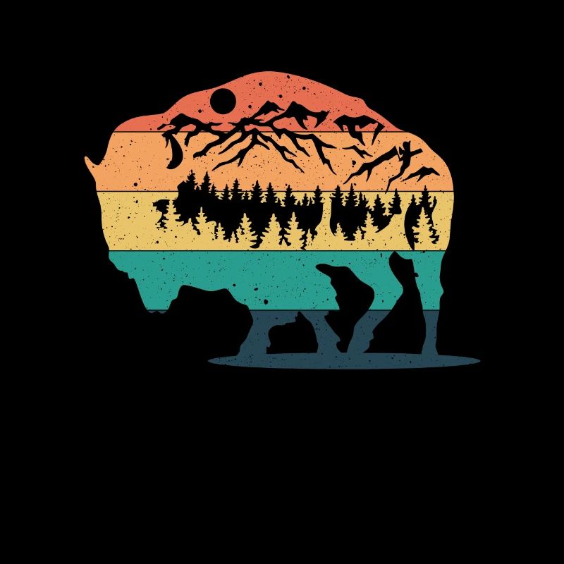 Rétro Vache Bison Buffle d’eau Buffle Silhouette