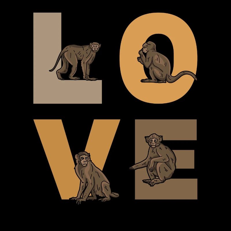 Mignon Singe Amant Orang-outan Singes LOVE Monkey
