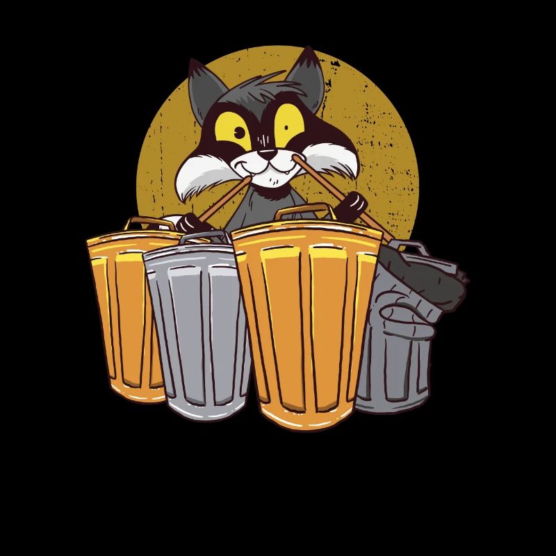 Barils de raton laveur avec poubelles - raton laveur