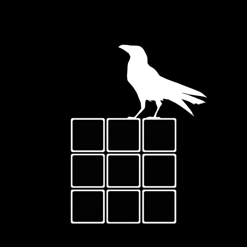 creepy magic cube with raven shirt sticker