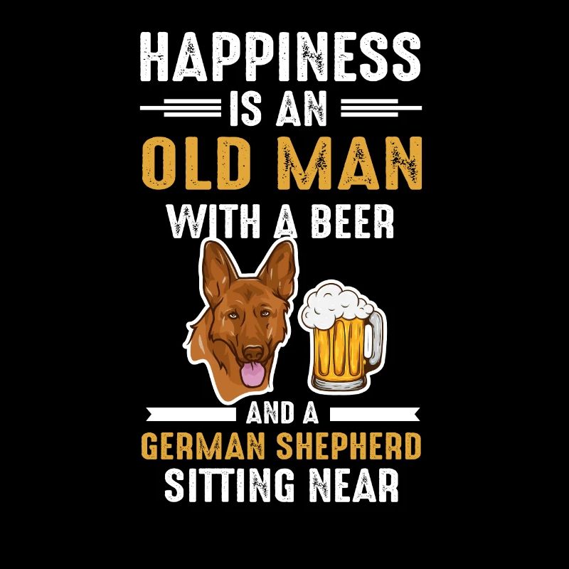 Deutscher Schäferhund alter Mann mit Bier happy