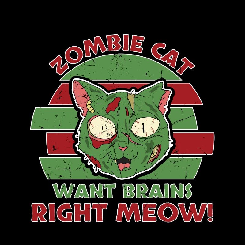 Zombie Cat Want Brains Right Meow