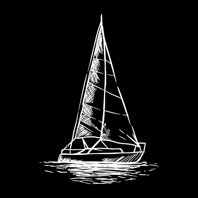 Sailor Boating Anchor - Simple Line Drawing Sailbo
