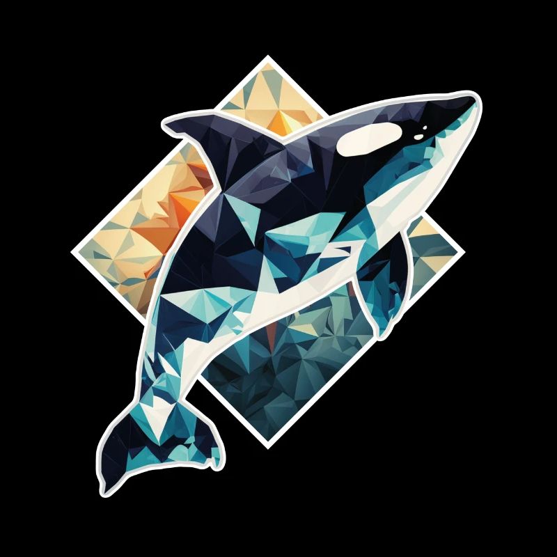 Whale Orca Polygon Geometric Underwater World Ocean