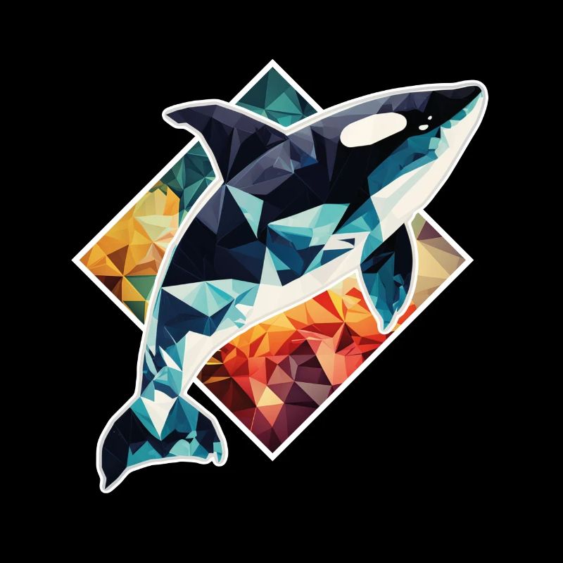 Whale Orca Polygon Geometric Underwater World Ocean