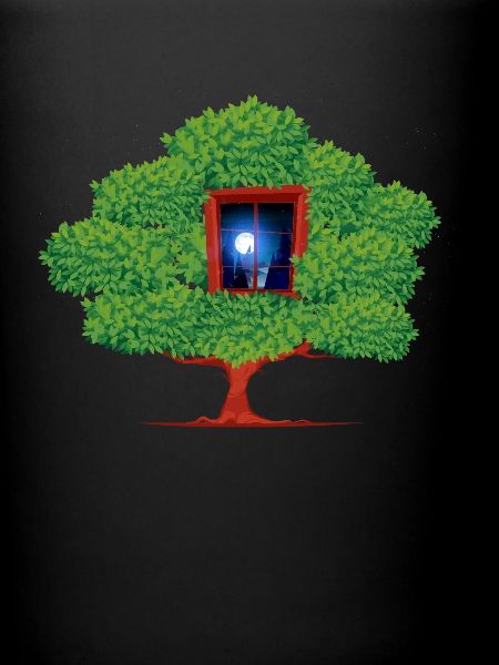 Tree Window Night Abstract