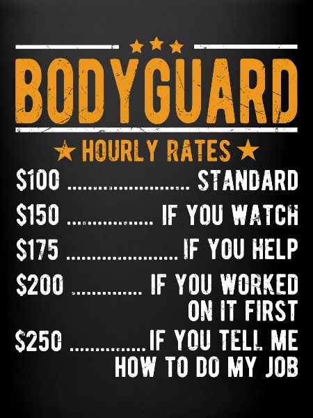 Bodyguard hourly wage