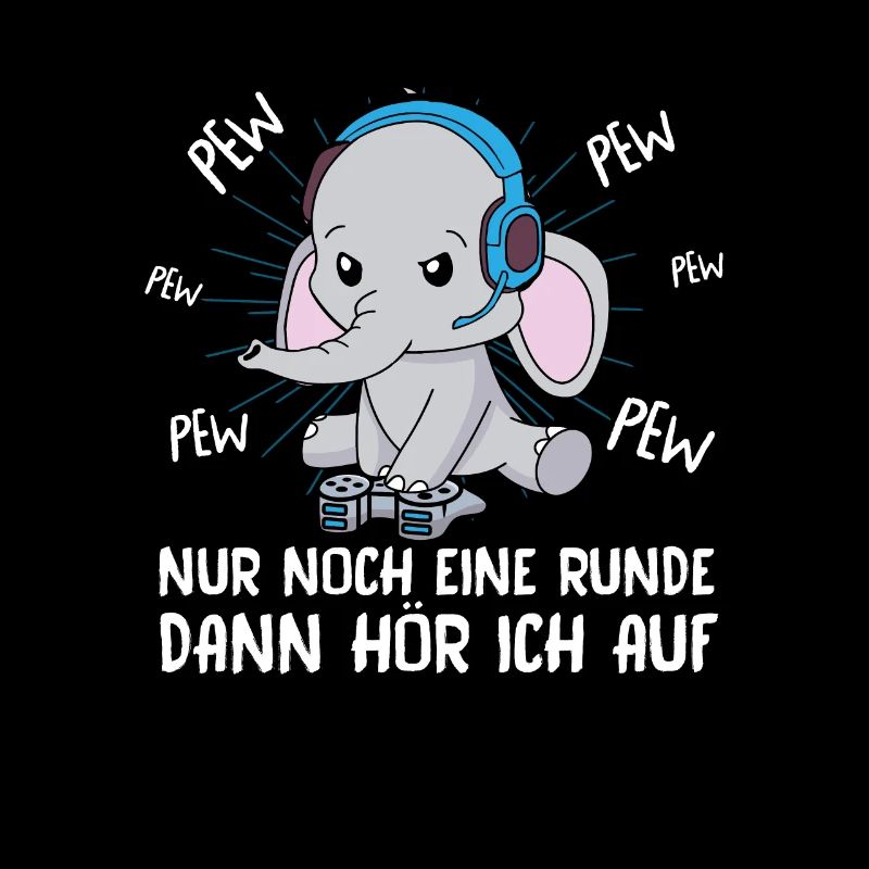 Nur Noch Eine Runde Zocken Gamer Elefant