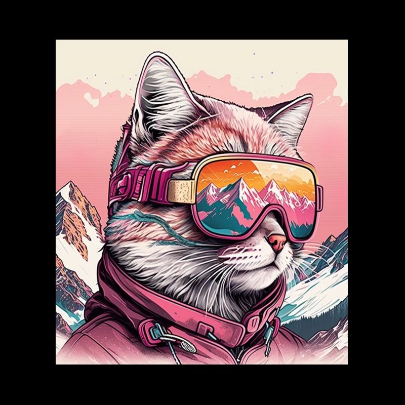 Winter Cat Ski Snowboard Snow Kitten