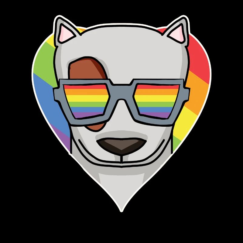 Regenbogen - Hund mit Brille - Bullterrier