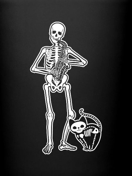 Skeleton Saxophone Cat