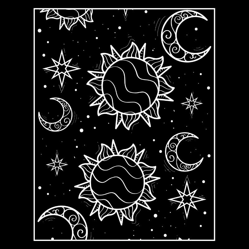 Bohemian Aesthetic Sun and Moon Pattern
