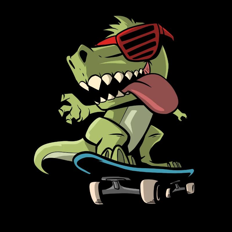 Cooler T-Rex auf einem Skateboard