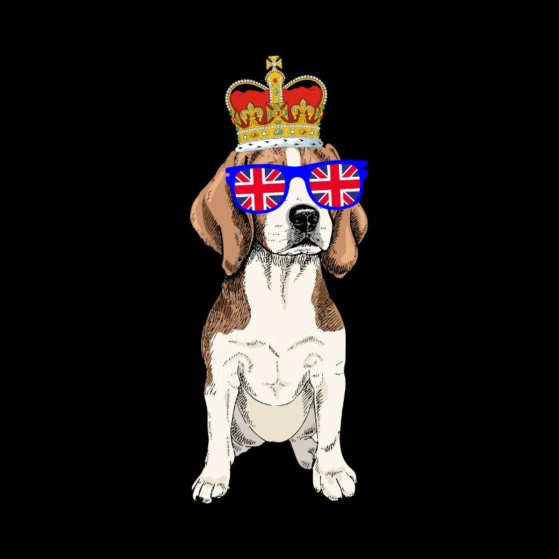 Beagle der die Krone Englands trägt