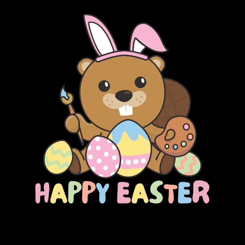 joyeuses Pâques castor doux Pâques avec œufs de Pâques