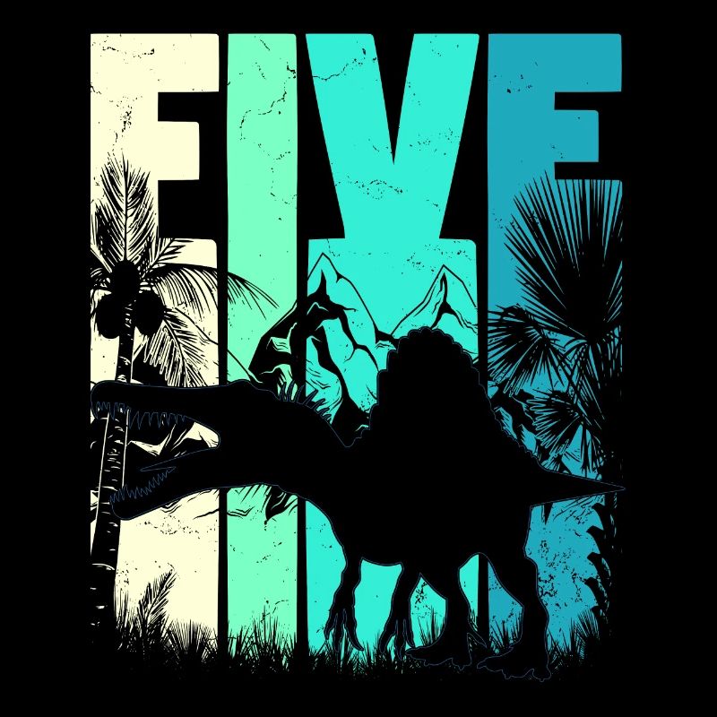 Spinosaurus 5 Years Old Boy 5th Birthday Retro