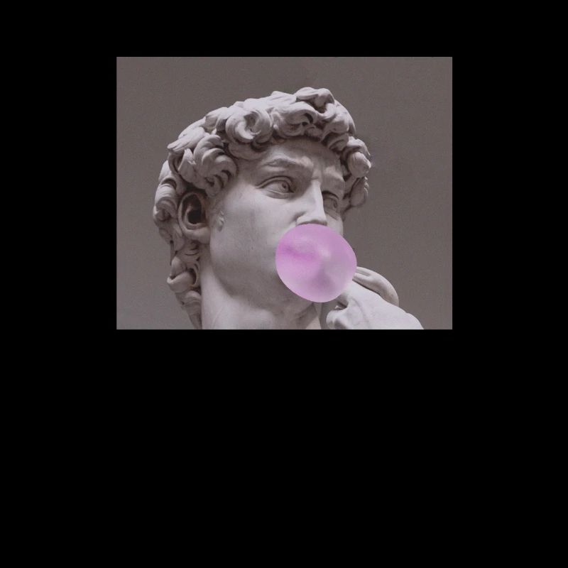 Statue de Michel-Ange David avec chewing-gum pour un