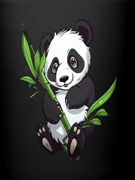 Panda mignon avec bambou